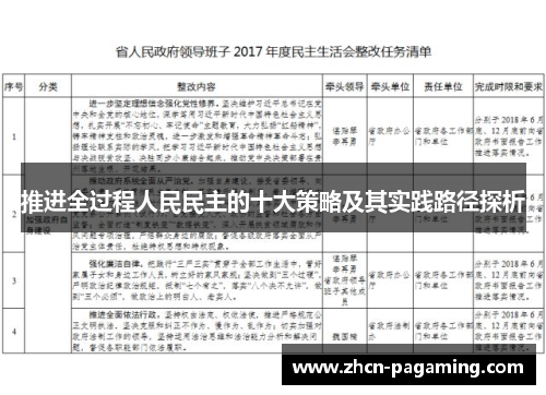 推进全过程人民民主的十大策略及其实践路径探析
