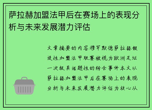 萨拉赫加盟法甲后在赛场上的表现分析与未来发展潜力评估